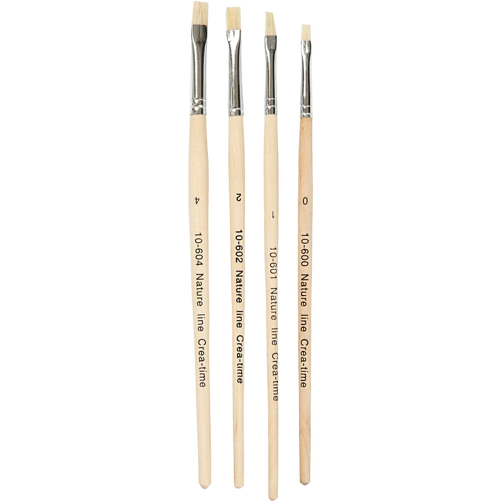 Nature Line Brushes, no. 00+1+2+4, L: 18,5-19 cm, W: 5-7 mm, flat, 4 pc