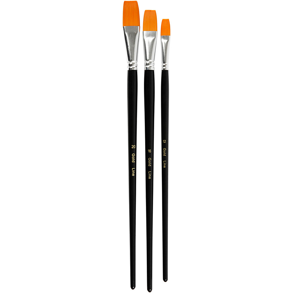 Nylon Brushes, no. 12+16+20, L: 30-33 cm, W: 12-20 mm, flat