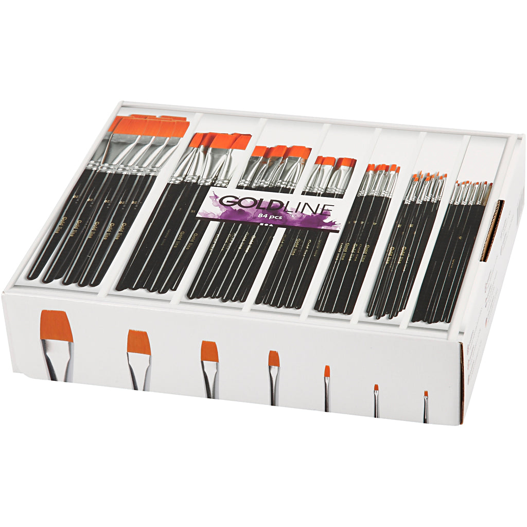 Nylon Brushes, no. 0+2+4+8+12+16+20, L: 16,5-20 cm, W: 1-7 mm, flat, 7x12 pc