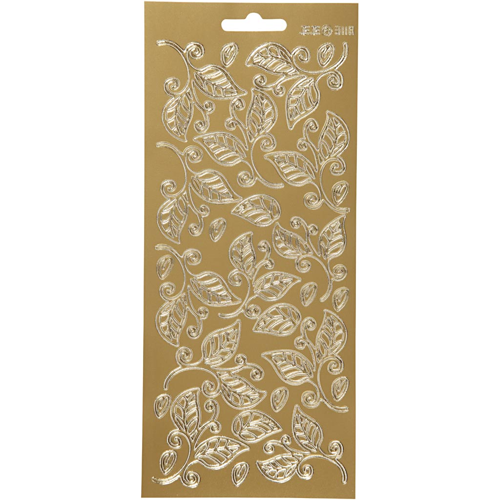 Stickers, leaves, sheet 10x23 cm, gold, 1 sheet