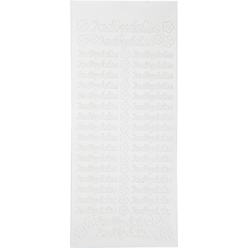 Stickers, indbydelse, sheet 10x23 cm, white, 1 sheet