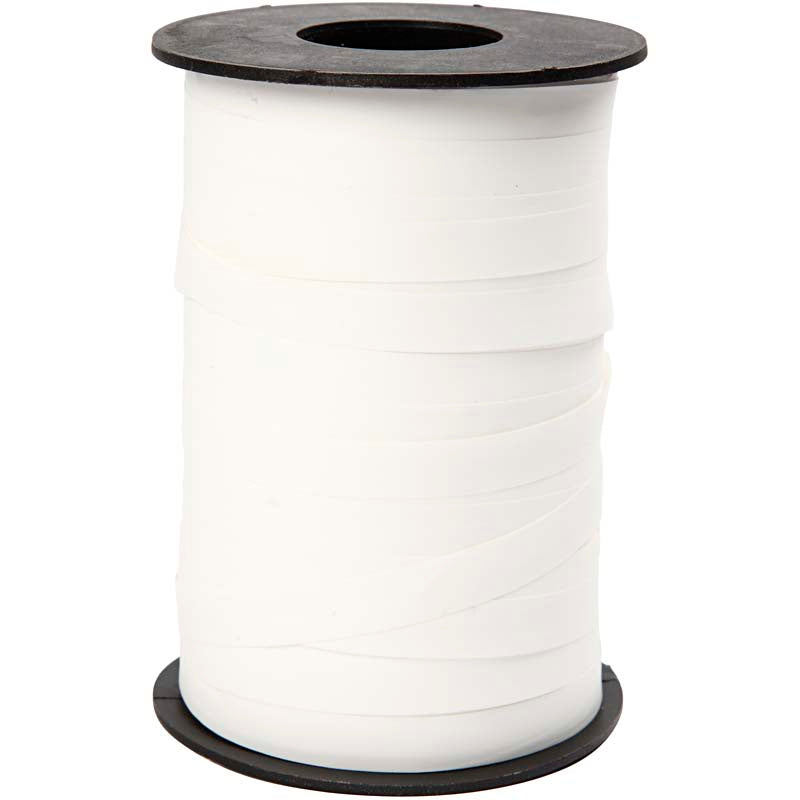 Curling Ribbon, W: 10 mm, matt, white, 250 m/ 1 roll
