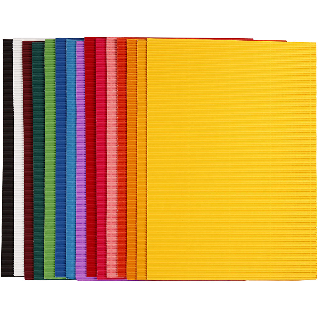 Corrugated Card, sheet 25x35 cm, 80 g, 15 ass sheets