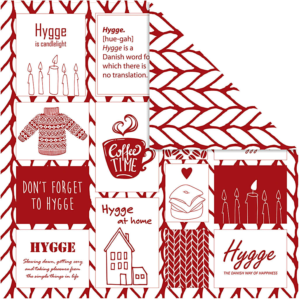 Design Paper, hygge and knitting, sheet 30,5x30,5 cm, 180 g, 5 sheet