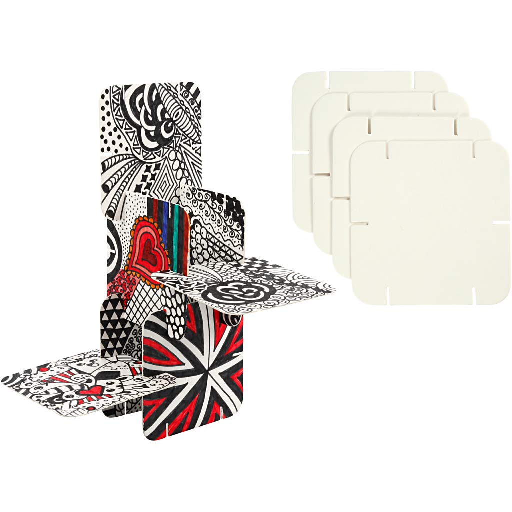 Construction Pieces, size 9,3x9,3 cm, thickness 1,2 mm, white, 200 pc