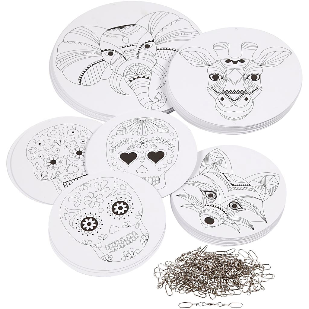 Mobile Ornaments with Motifs, dia. 12+15+18 cm, 300 g, white, 20 set