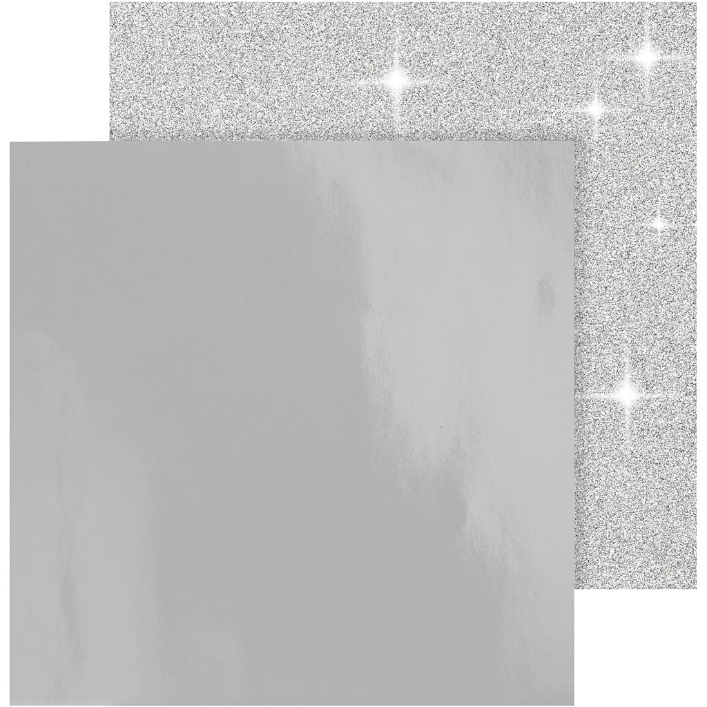 Design Paper, 30,5x30,5 cm, 120+128 g, silver, 2sheet