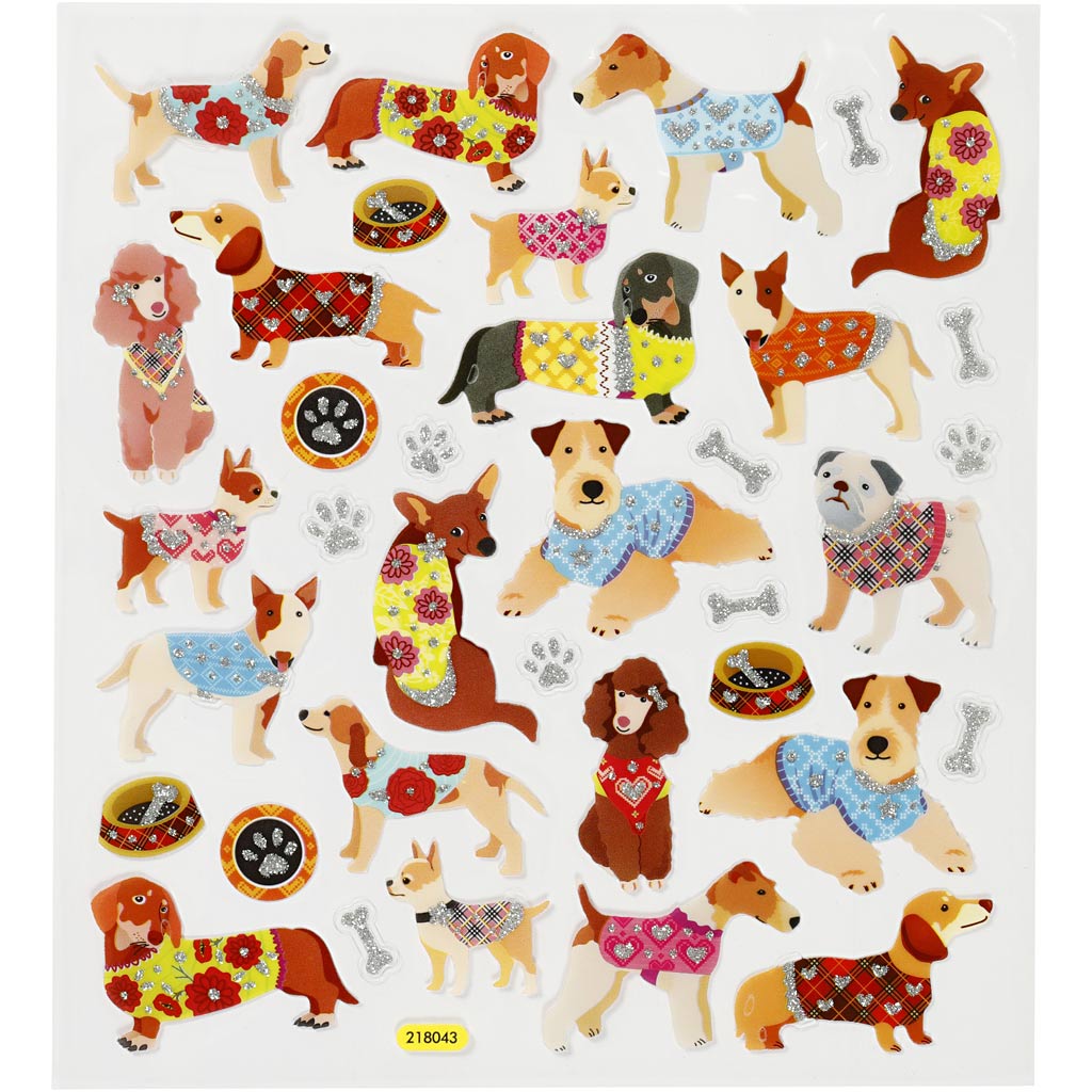Stickers, dogs, sheet 15x16,5 cm, 1 sheet