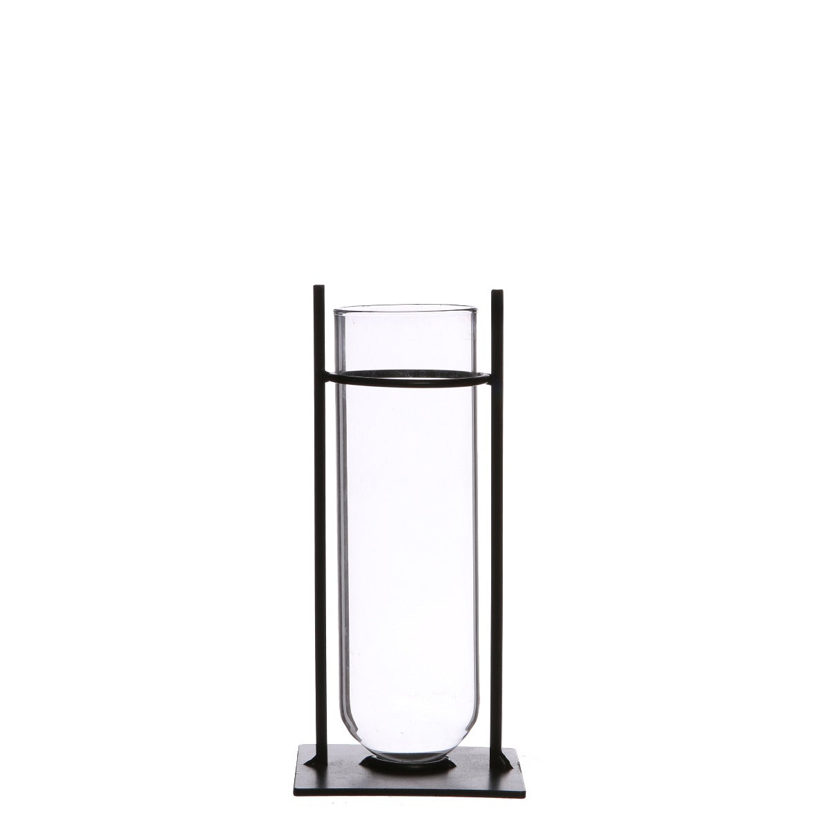 Cylinder vase in metal holder 17.5cm high (4 pcs.)