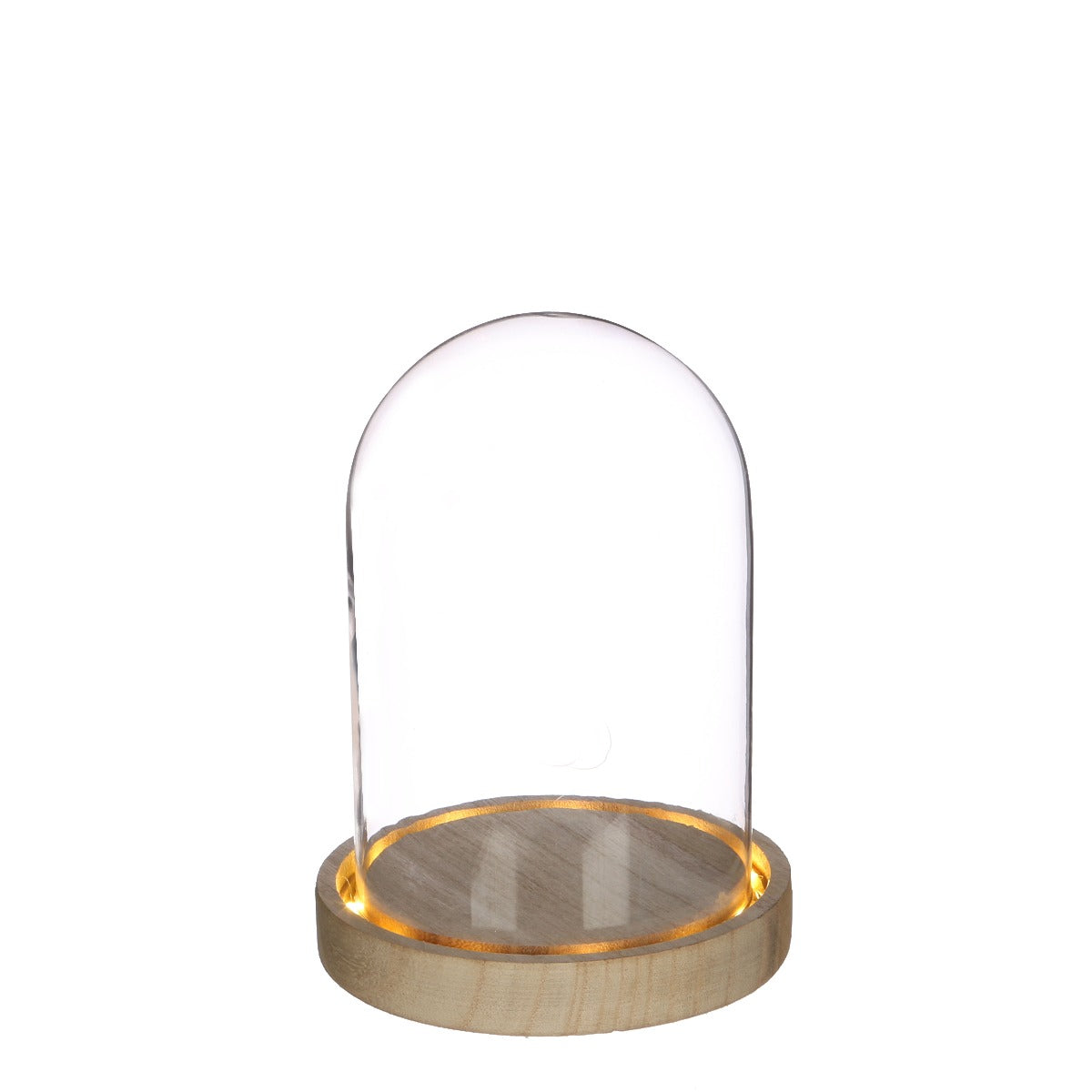 Glass LED jar Ø12cm with wooden base (1 pcs.)