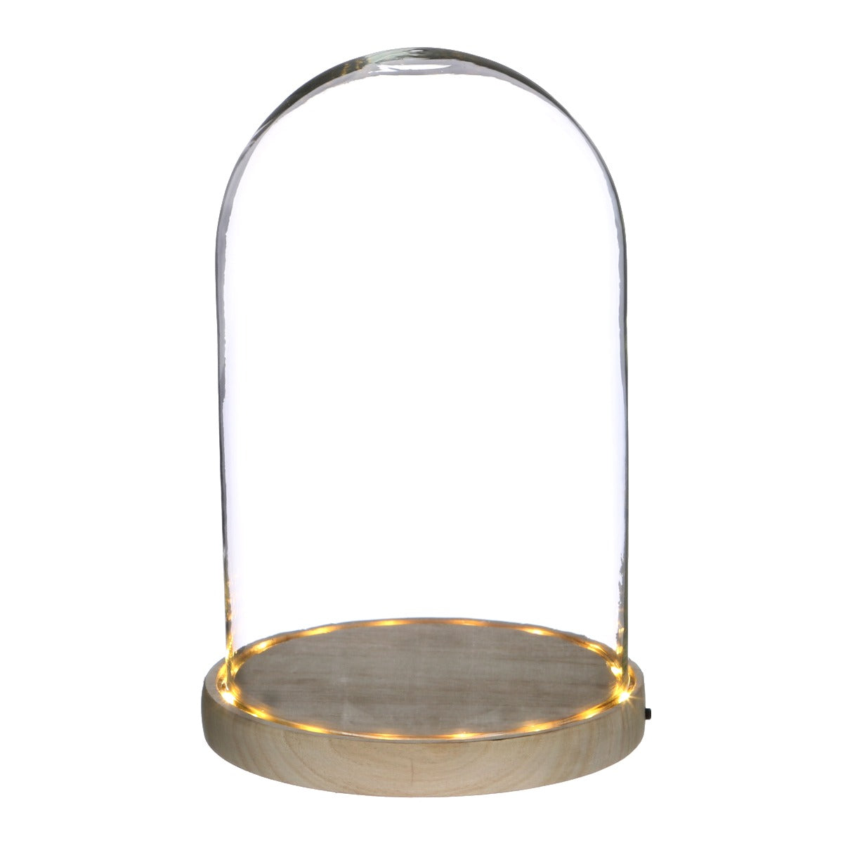 Glass LED jar with wooden base Ø17cm (1 pcs.)