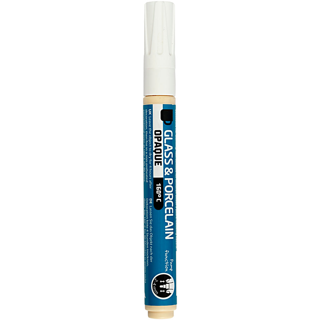 Glass and Porcelain Marker, line 2-4 mm, opaque, white