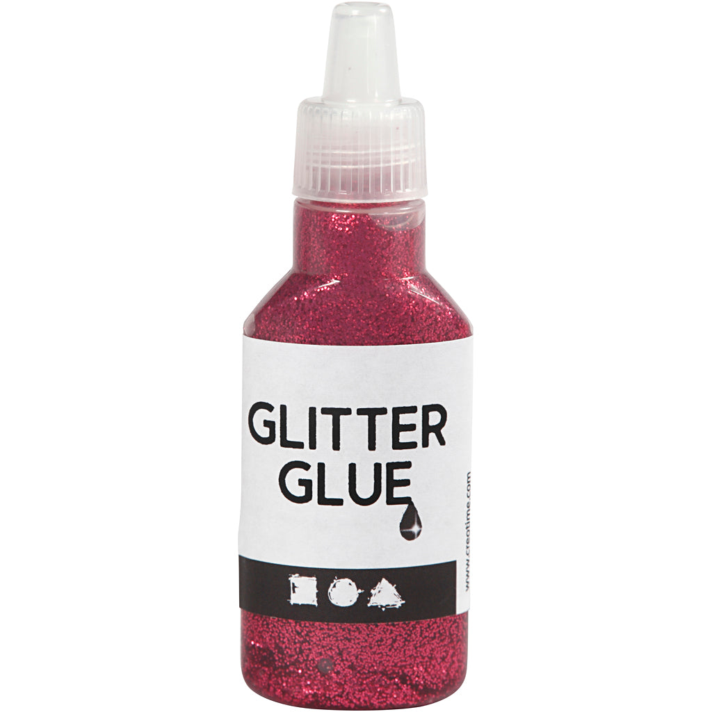Glitter Glue, pink, 25 ml/ 1 bottle