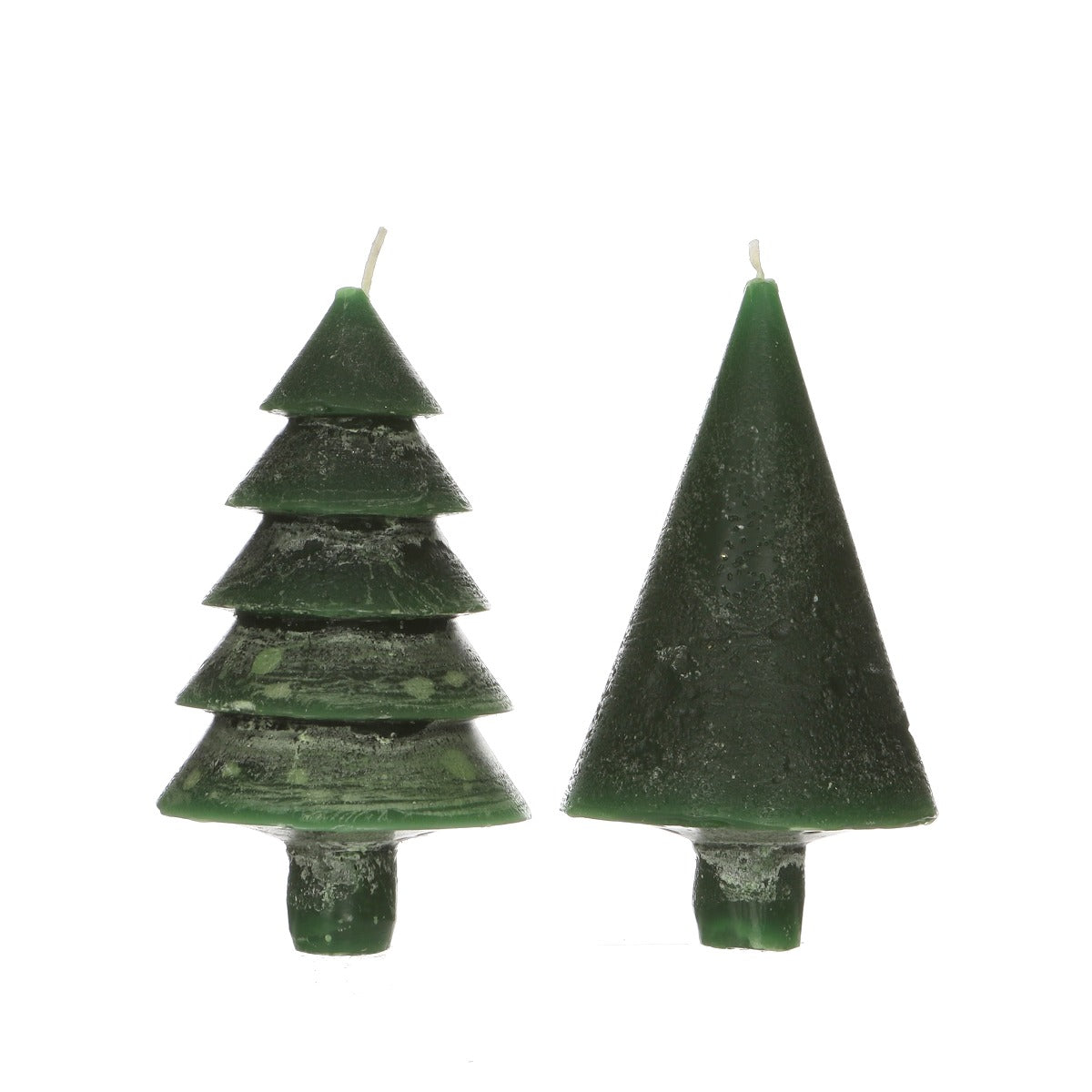 Candle set 2 trees dark green 12cm high (1 set, 6pcs)