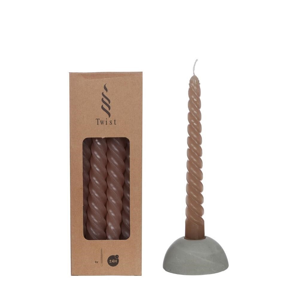 Candles twisted taupe 19cm high (4 pcs.)
