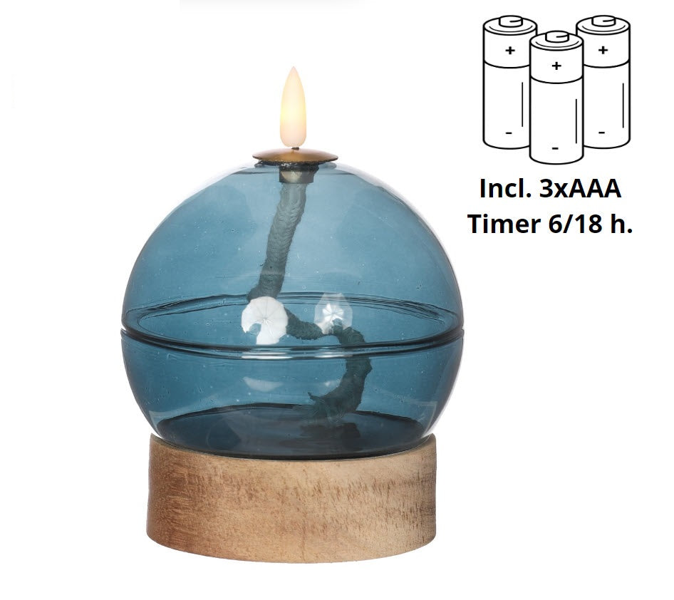 Led oil lamp h16,5 Ø12 cm dark blue (1 pc)