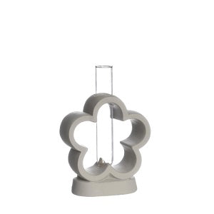 Cement Base Flower with Glass Tube 10x15cm 4cm deep (1 pc)
