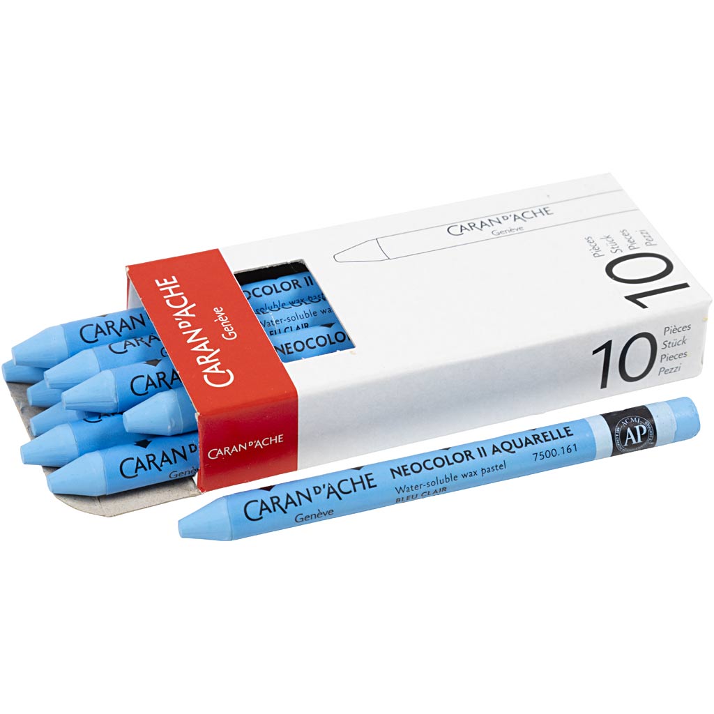 CARAN D’ACHE Neocolor II, L: 10 cm, thickness 8,5 mm, light blue (161), 10 pc