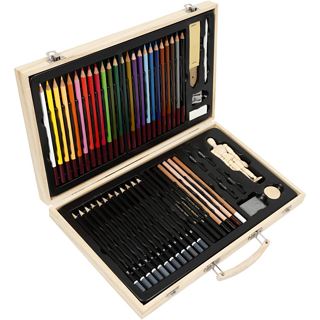 Sketch and drawing set, assorted colours