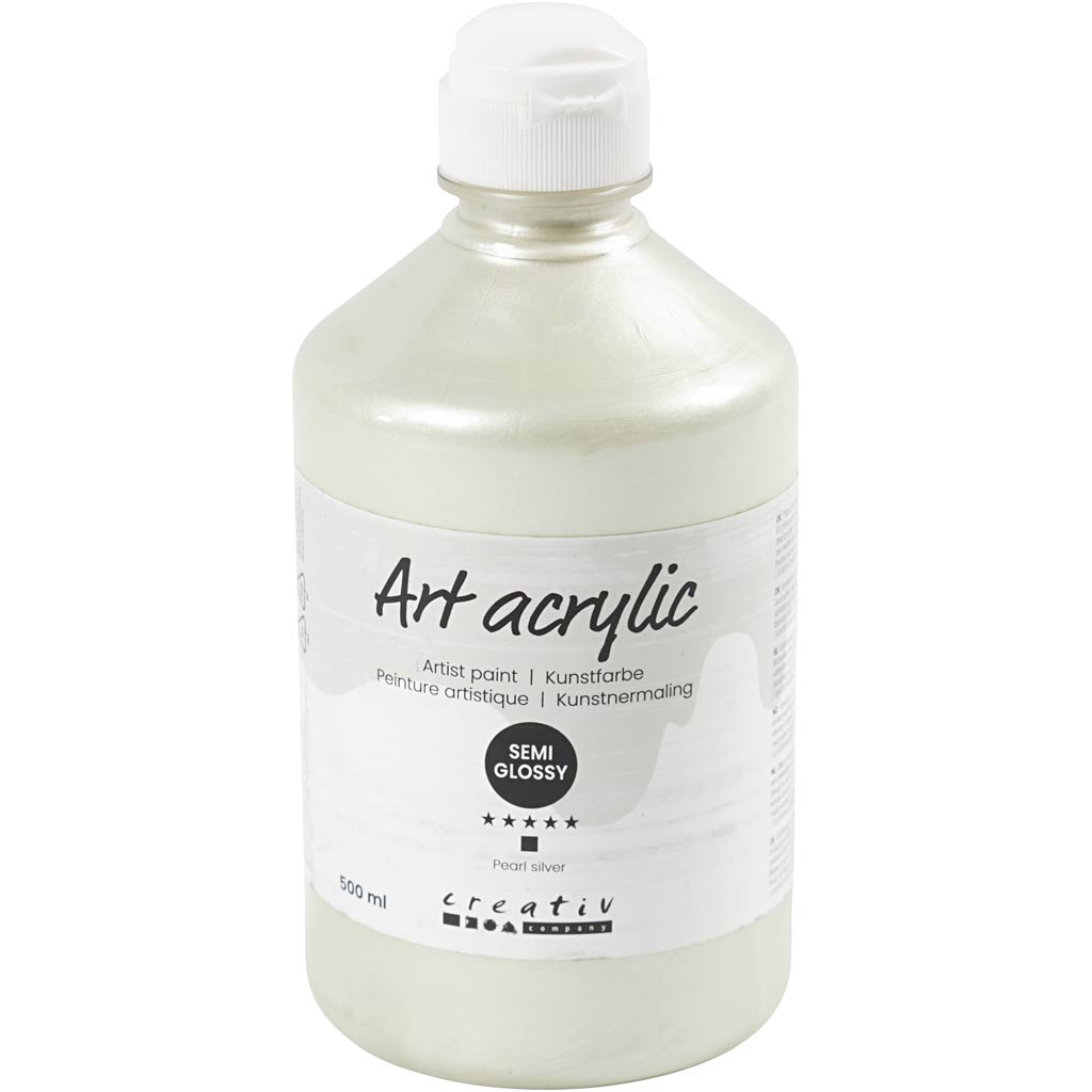 Art Acrylic, semi-glossy, opaque, pearl silver, 500 ml/ 1 bottle