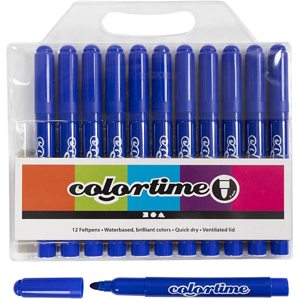 Colortime Markers, line 5 mm, blue, 12pc