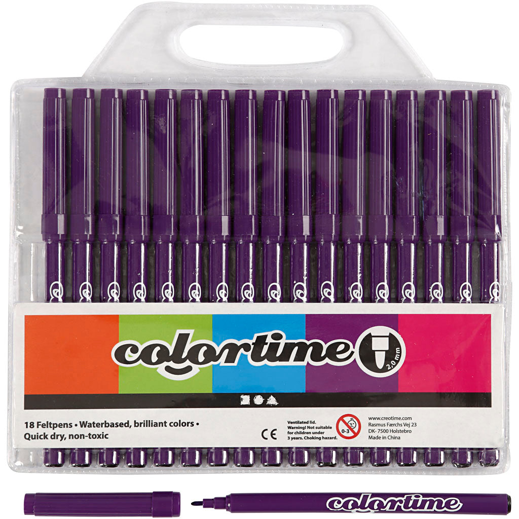 Colortime Markers, line 2 mm, purple, 18 pc