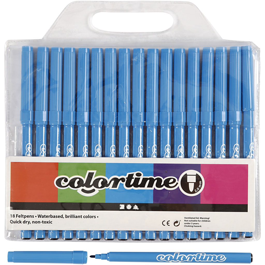 Colortime Markers, line 2 mm, light blue, 18 pc