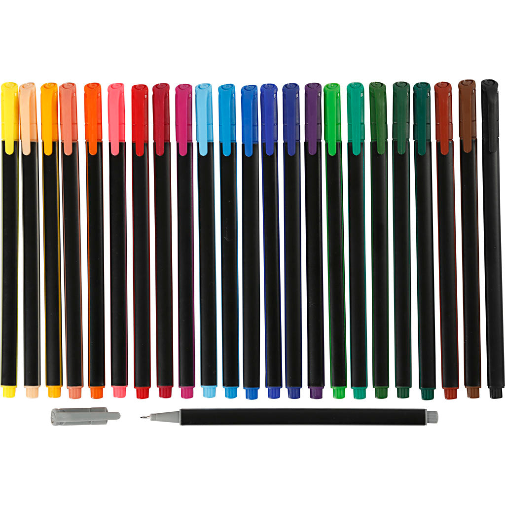 Colortime Fineliner Markers, line 0,6-0,7 mm, assorted colours, 24 pc
