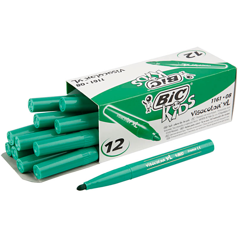 BIC Visa Color Marker, line 3 mm, mid-green, 12 pc