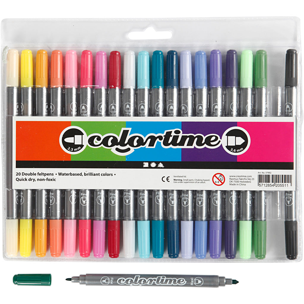 Colortime Double Marker, line 2,3+3,6 mm, additional colours, 20 pc