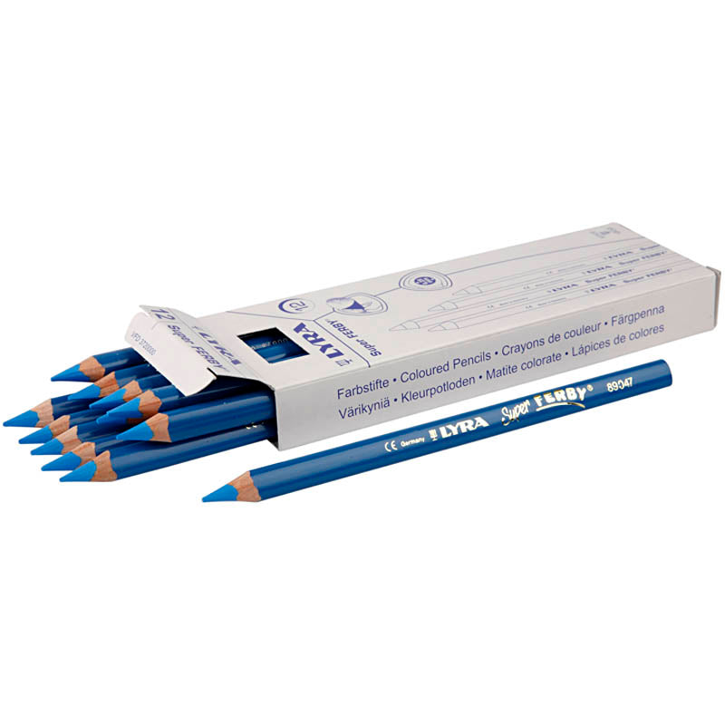 Super Ferby 1 colouring pencils, L: 18 cm, lead 6,25 mm, blue, 12 pc