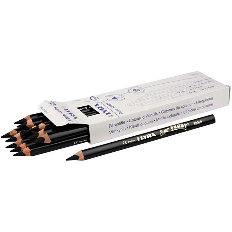 Super Ferby 1 colouring pencils, L: 18 cm, lead 6,25 mm, black, 12 pc