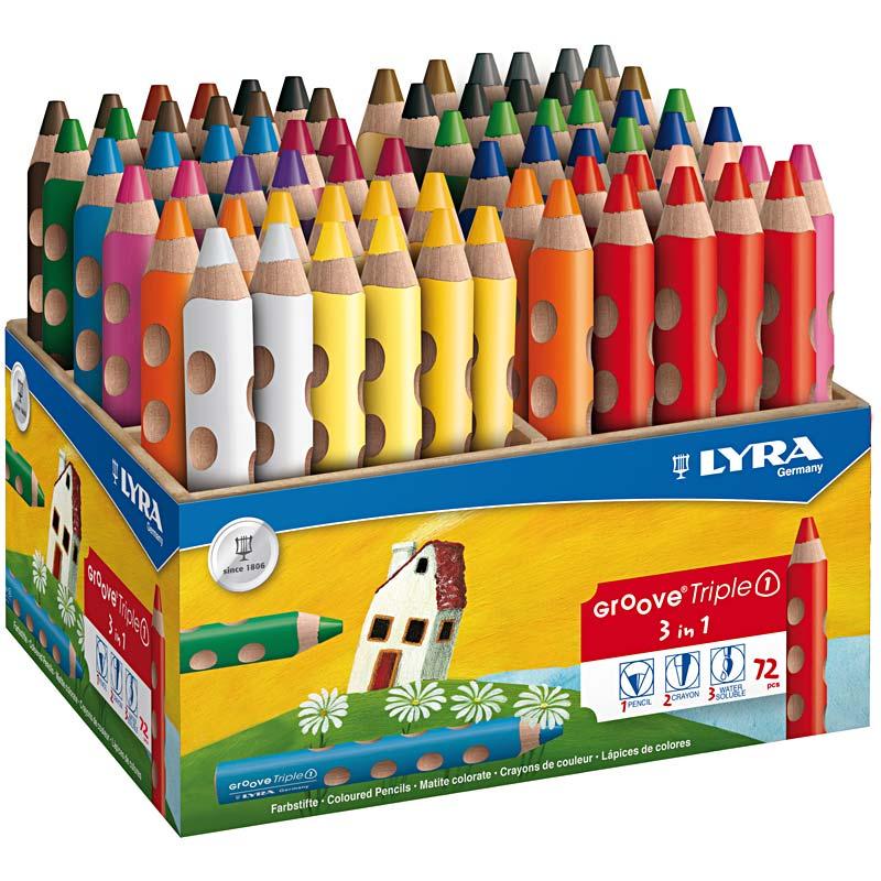 Groove Triple1 Colouring Pencils, L: 12 cm, lead 10 mm, assorted colours, 72 pc