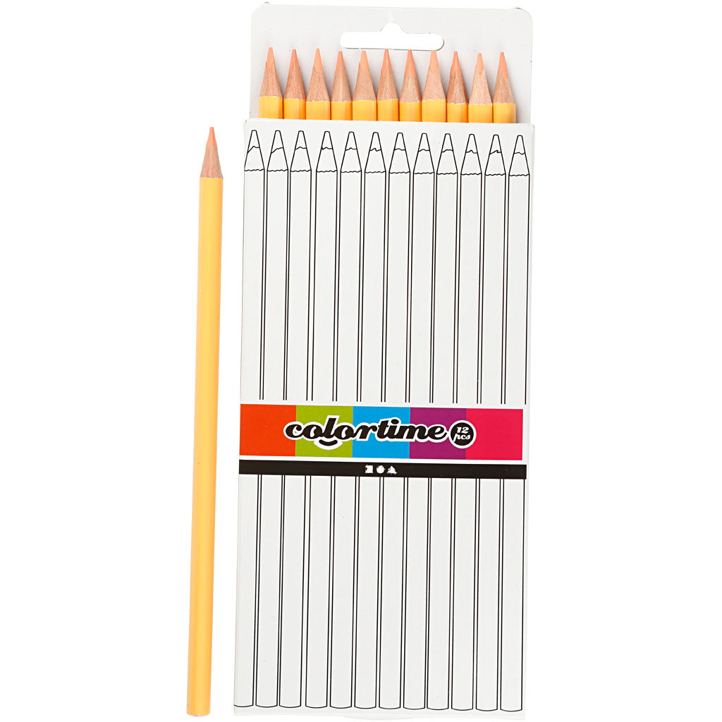Colortime Colouring Pencils, L: 17 cm, lead 3 mm, light beige, 12 pc