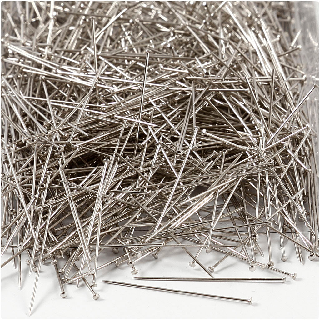 Straight Pins, L: 37 mm, thickness 0,7 mm, ca. 4500 pc, silver, 500 g