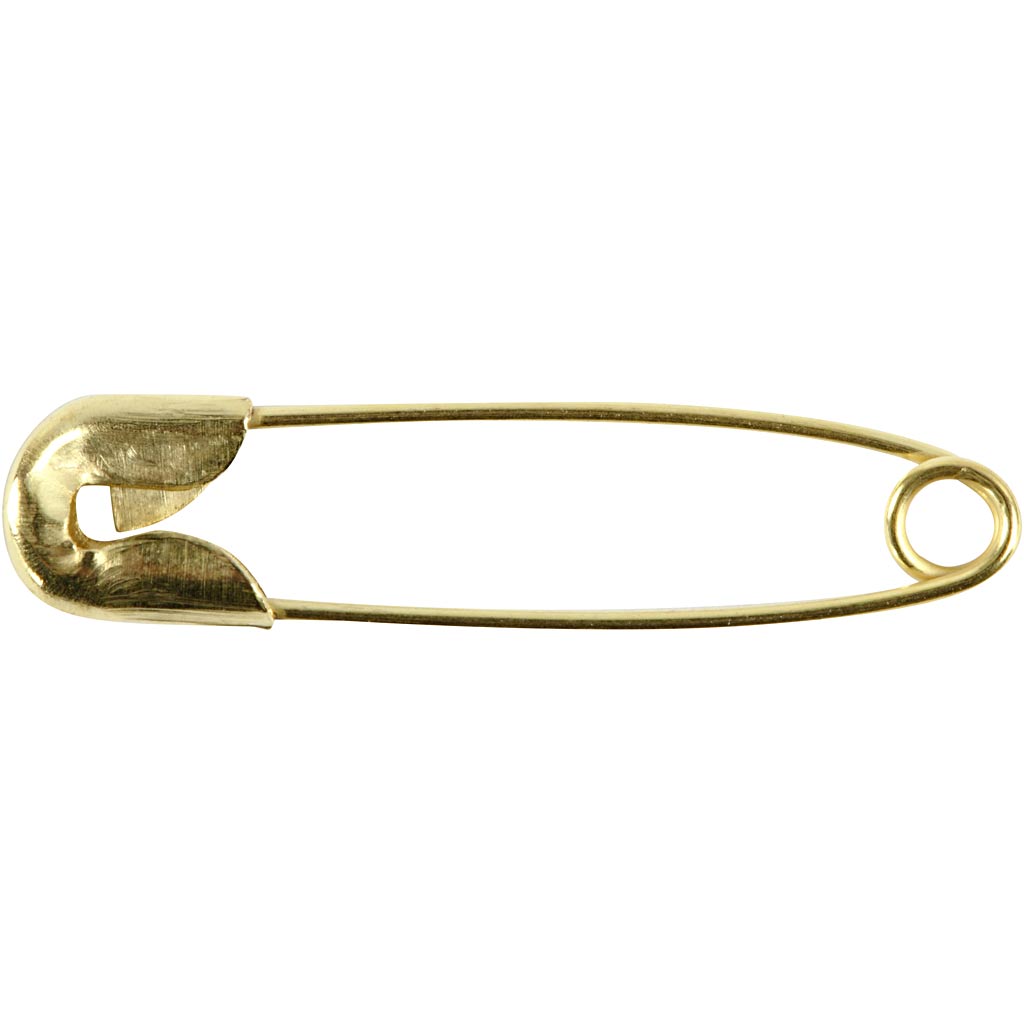 Safety Pins, L: 22 mm, thickness 0,6 mm, gold, 100 pc