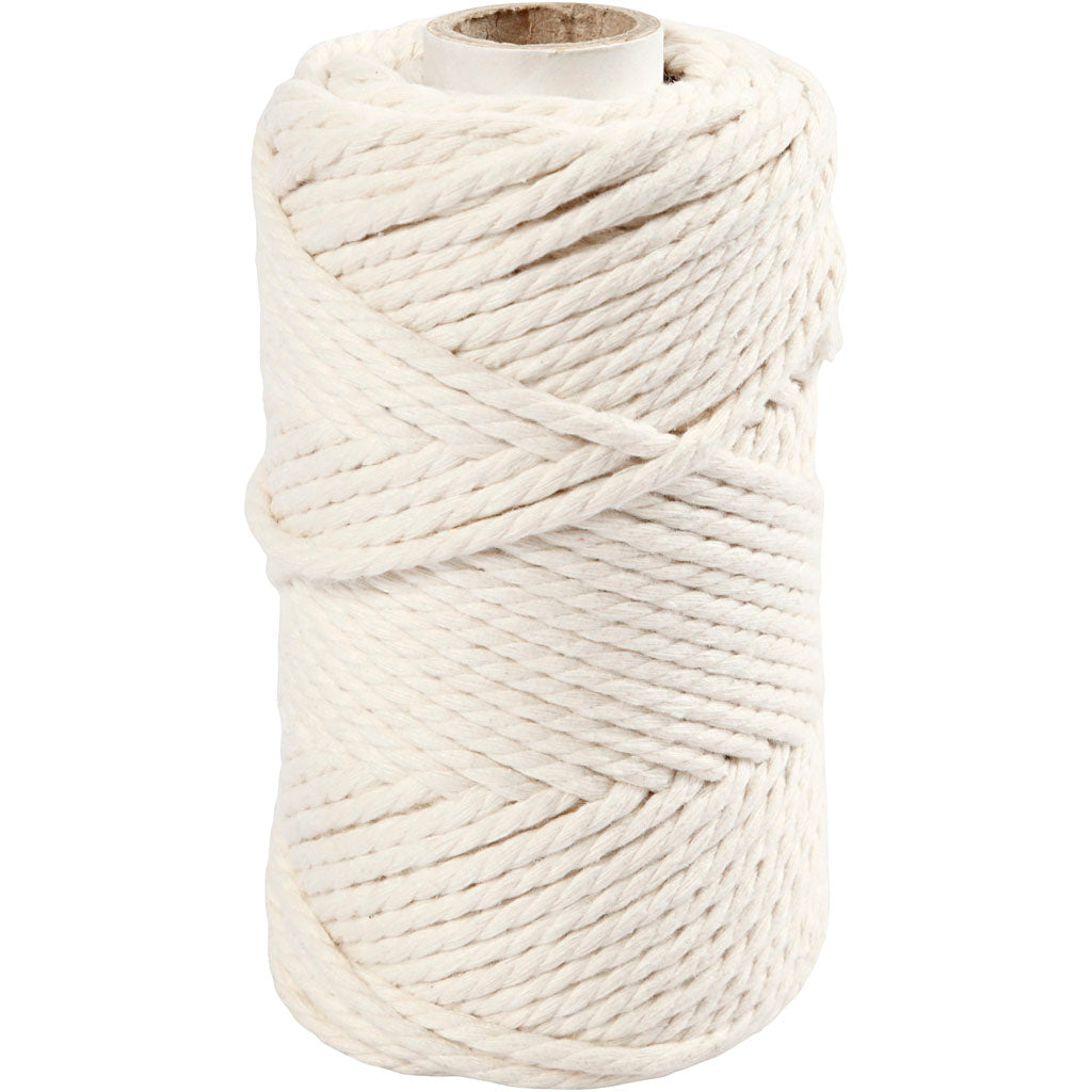 Macramé cord, L: 55 M, dia. 4 mm, off-white, 330 g/ 1 roll