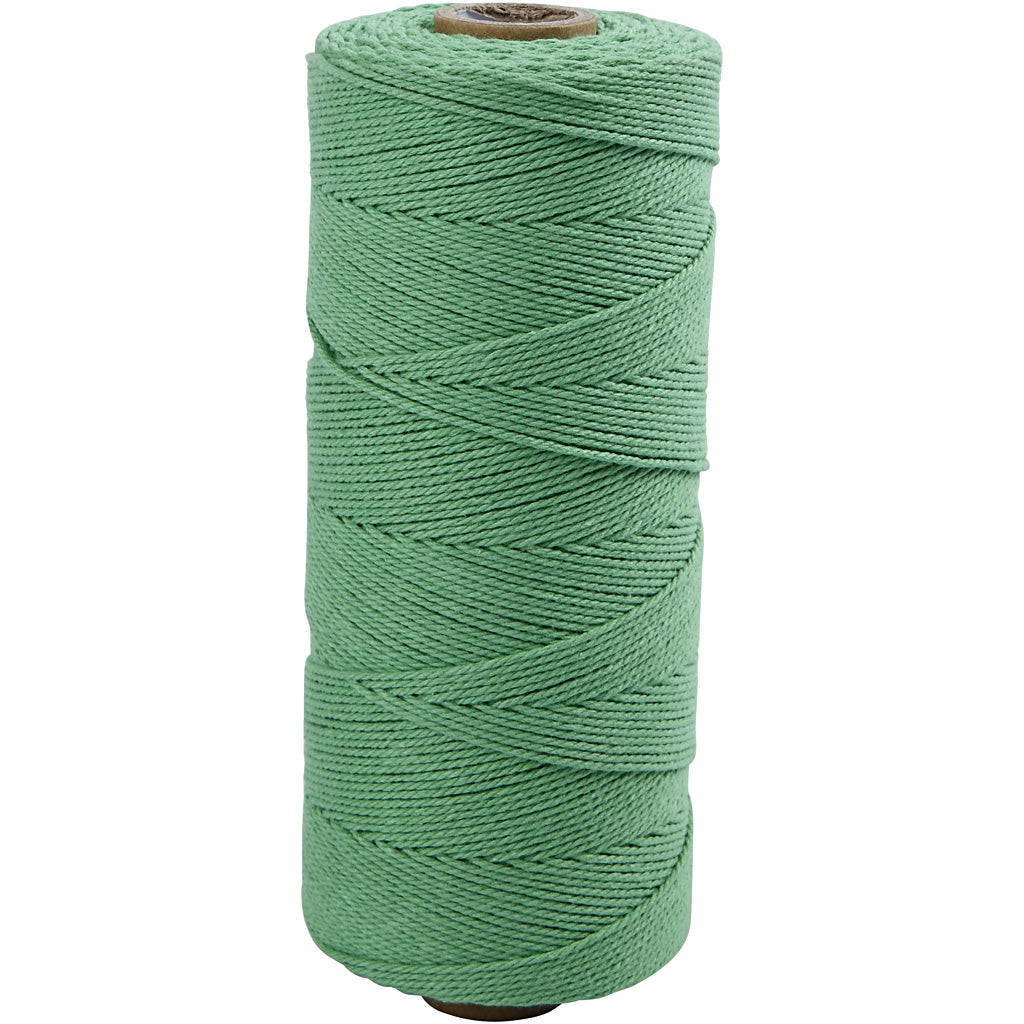 Macramé cord, L: 315 M, thickness 1 mm, Thin quality 12/12, light green, 220 g/ 1 ball