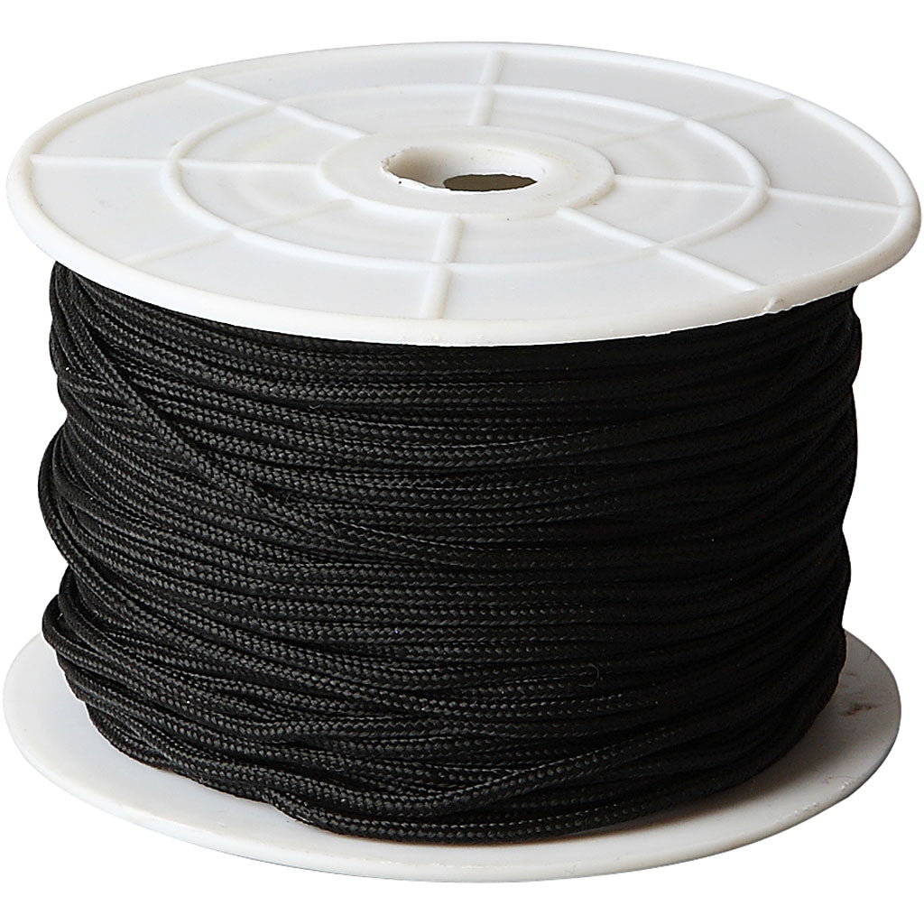 Polyester Cord, thickness 1,8 mm, black, 50 m/ 1 roll