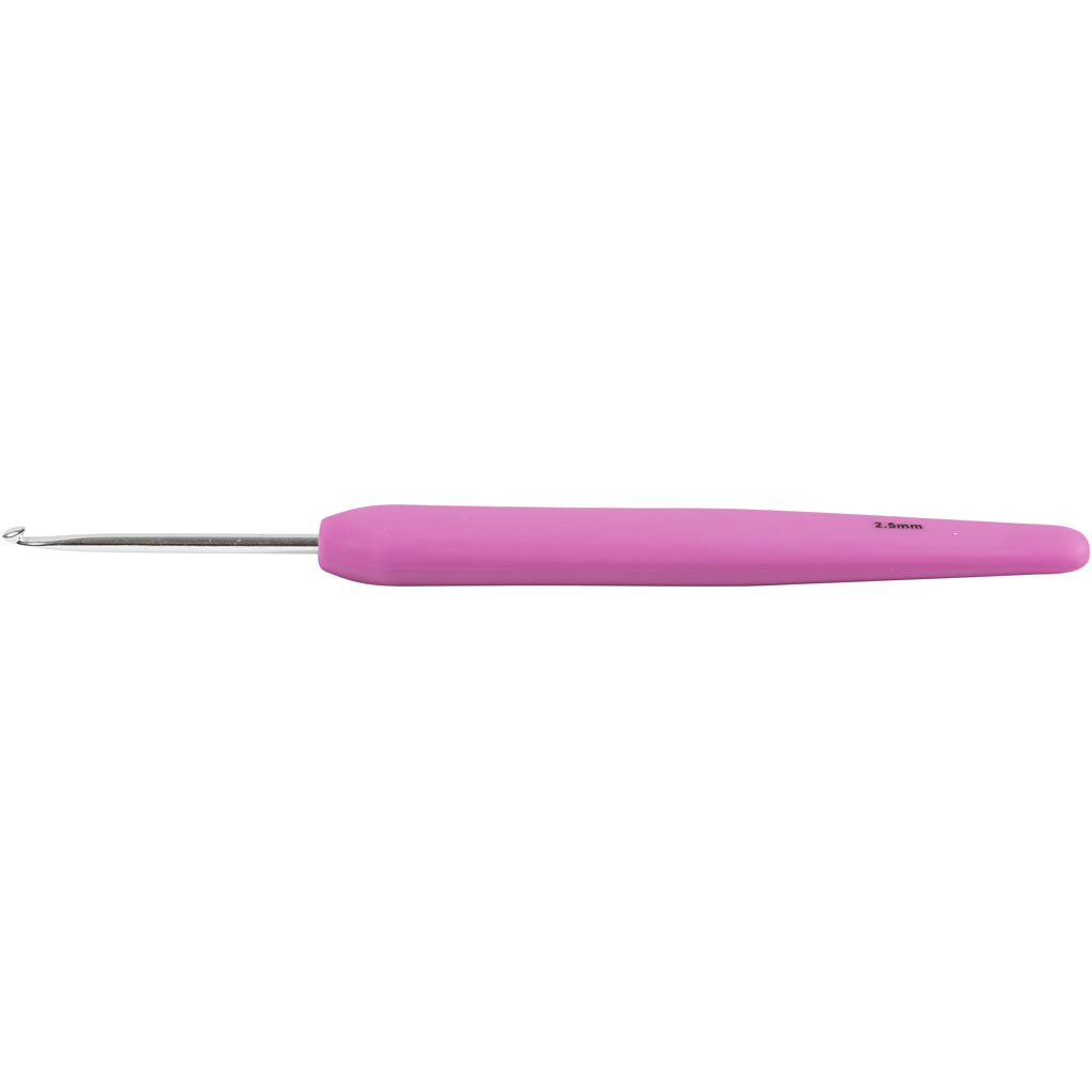 Crochet Hook, no. 2,5, L: 13,3 cm, size 2,5 mm, light red