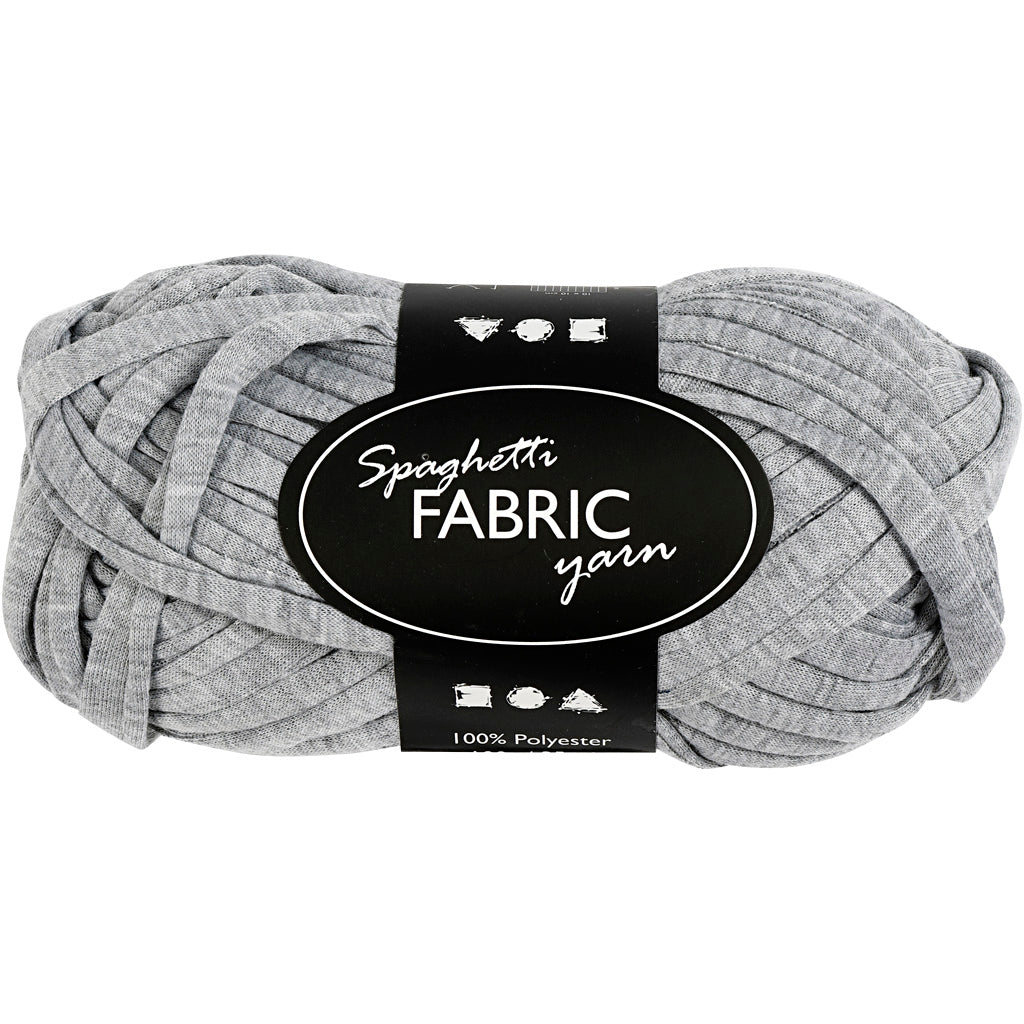 Spaghetti Yarn, L: 35 M, ca. 10 mm, grey, 100 g/ 1 ball