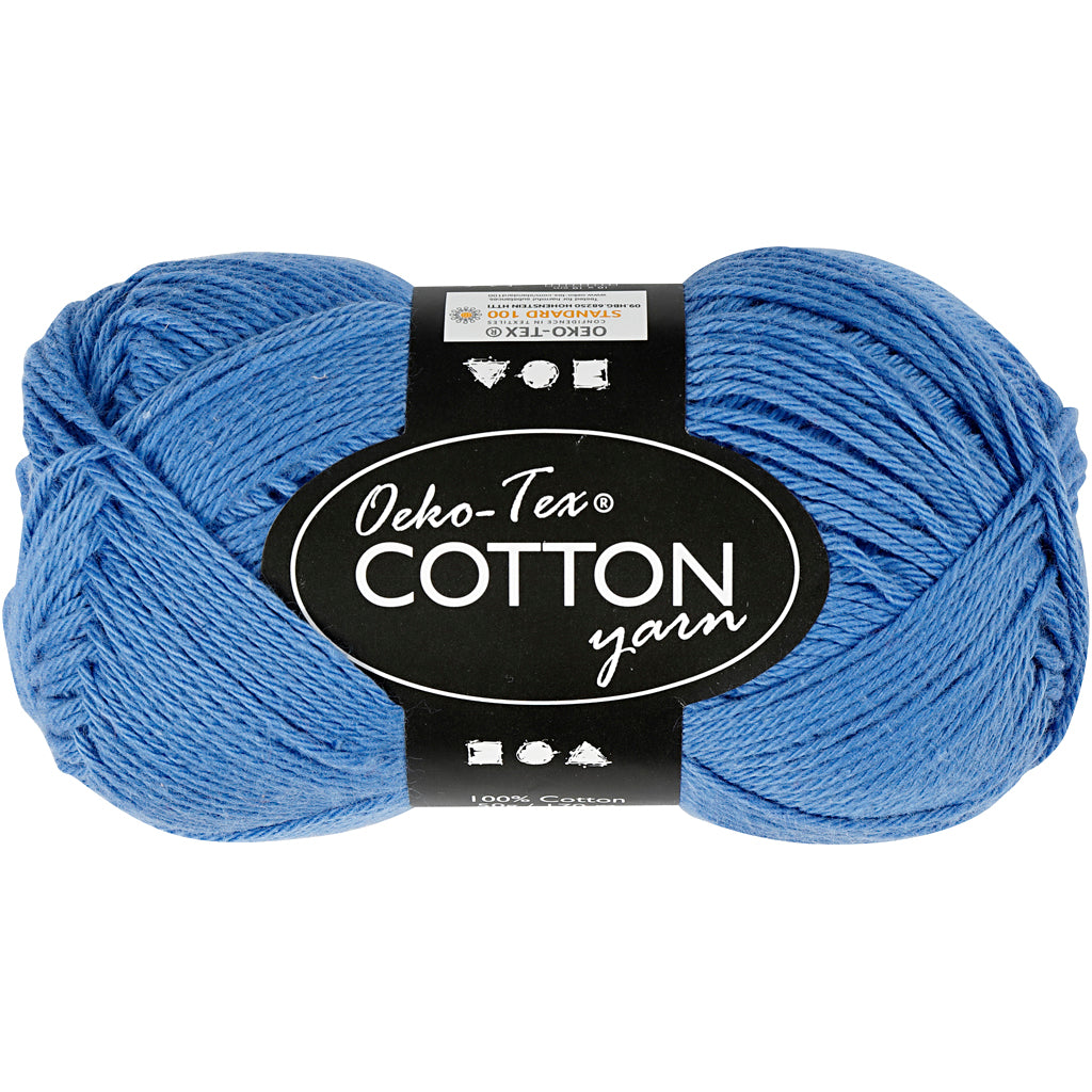 Cotton Yarn, no. 8/4, L: 170 M, needle 3-3,5, blue, 50 g/ 1 ball