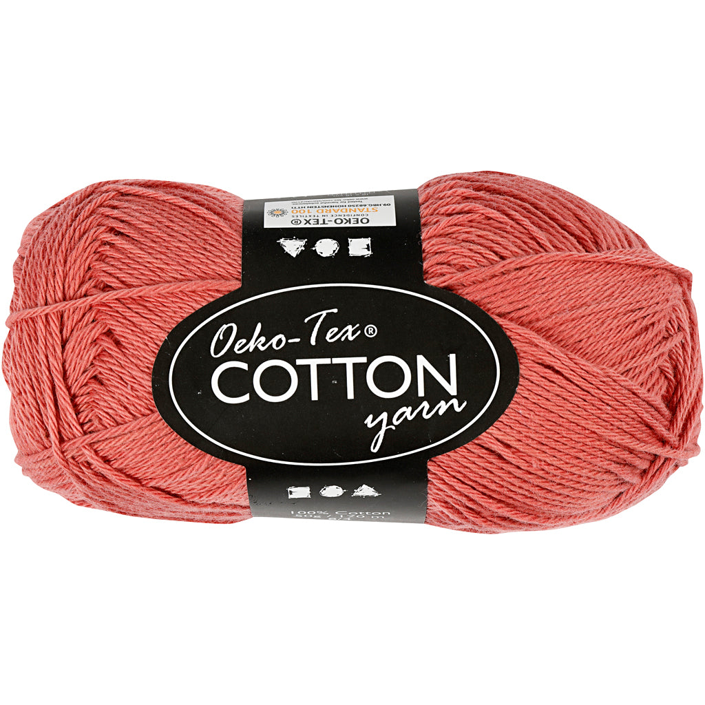 Cotton Yarn, no. 8/4, L: 170 M, needle 3-3,5, terracotta, 50 g/ 1 ball