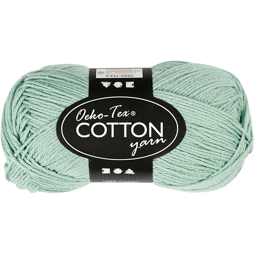Cotton Yarn, no. 8/4, L: 170 M, needle 3-3,5, mint green, 50 g/ 1 ball