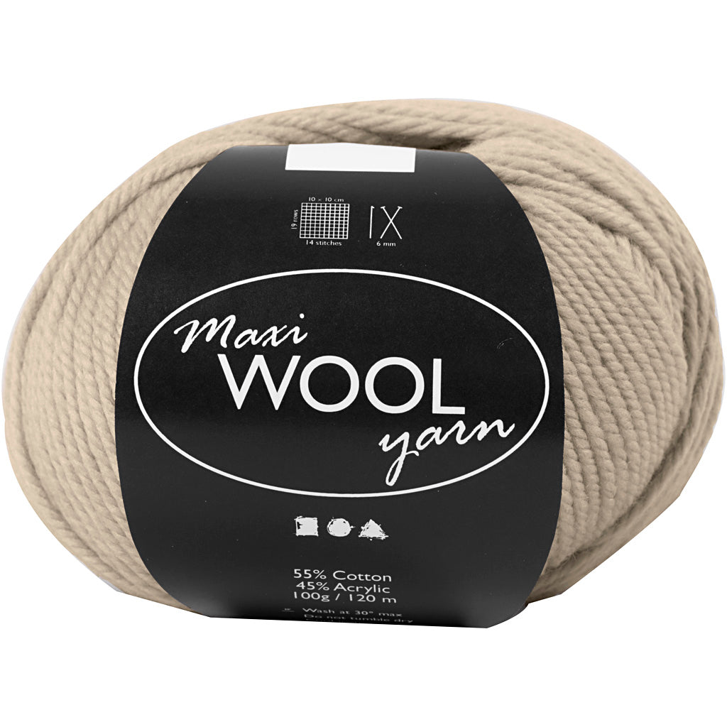 Wool Yarn, L: 125 M, sand mixture, 100 g/ 1 ball