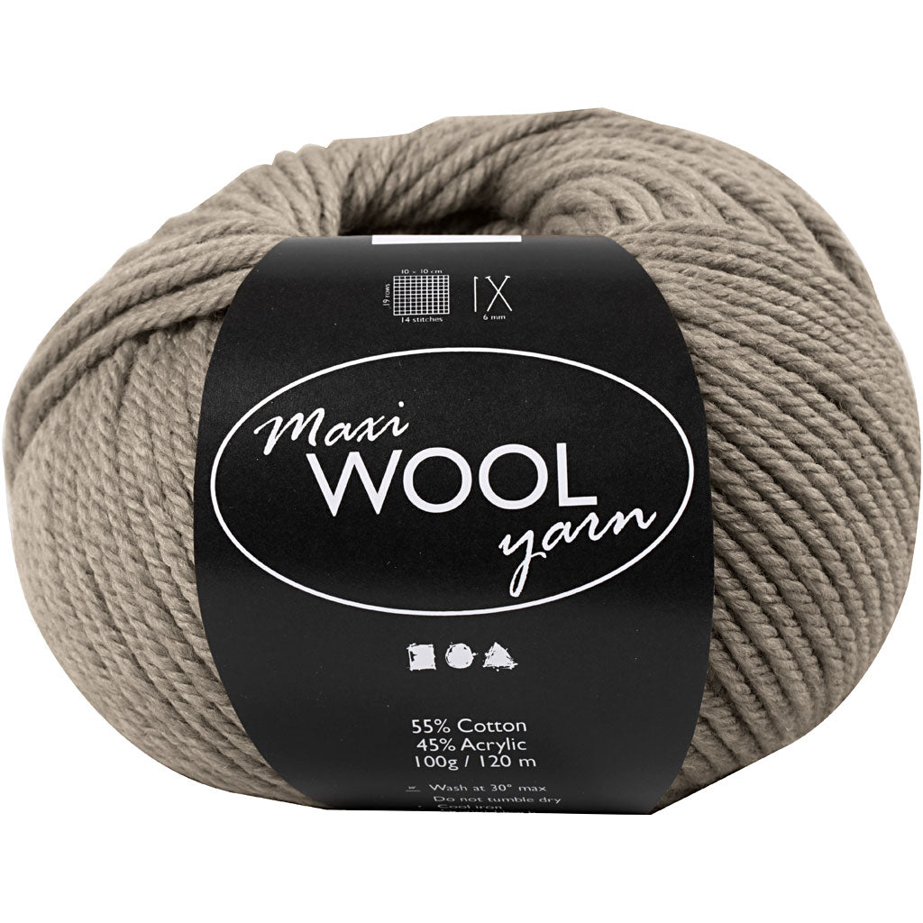 Wool Yarn, L: 125 M, grey, 100 g/ 1 ball