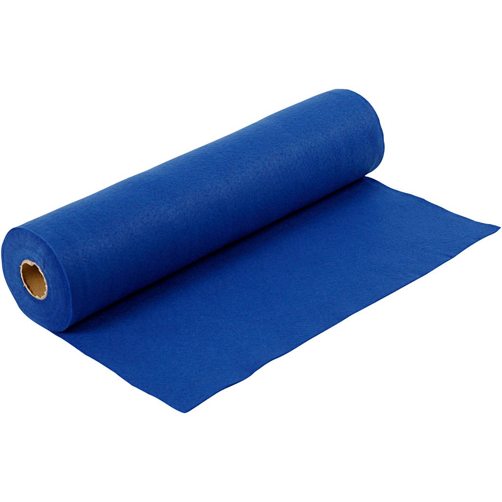 Craft felt, W: 45 cm, thickness 1,5-2 mm, 180-200 g, blue, 5 m/ 1 roll