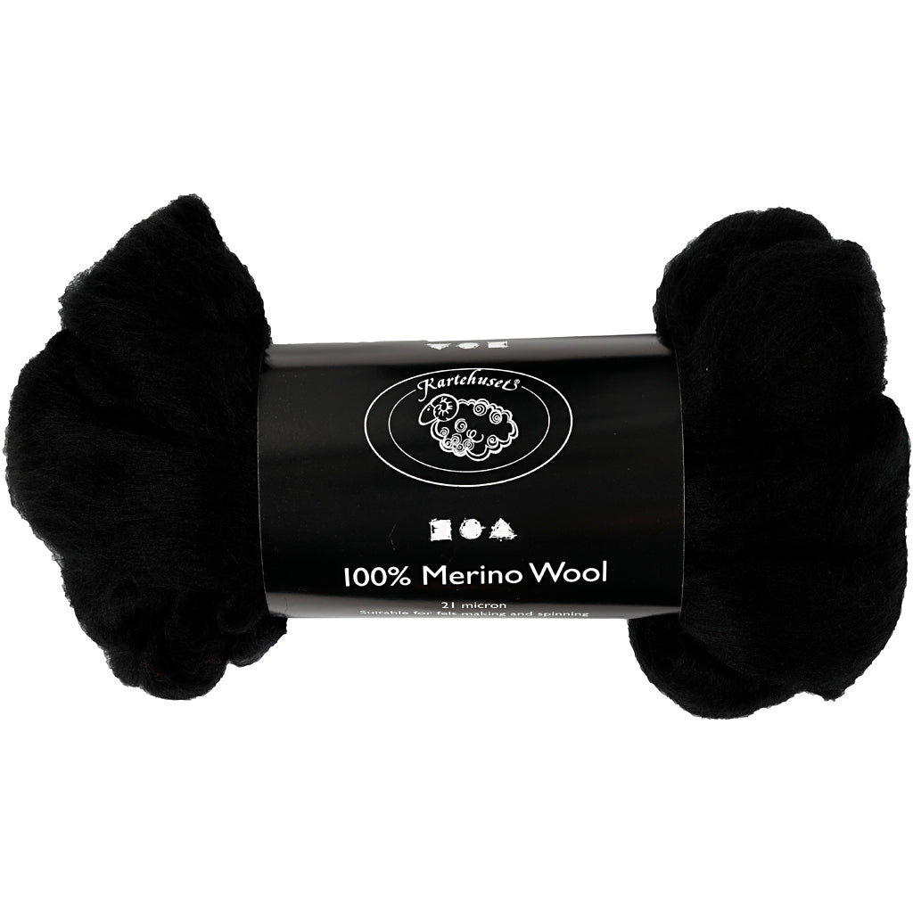 Merino Wool, thickness 21 my, black, 100 g