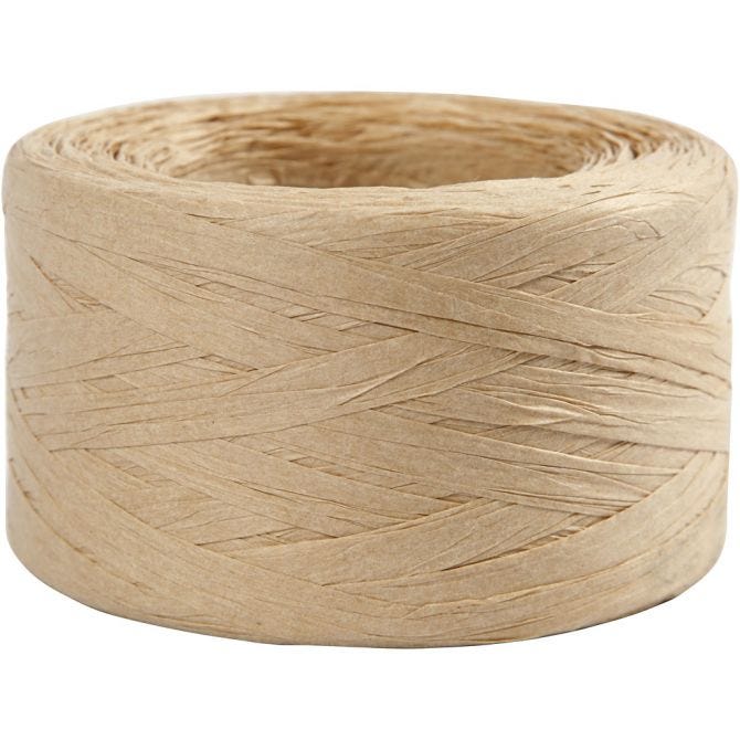 Paper Raffia Yarn, W: 7-8 mm, sand, 100 m/ 1 roll
