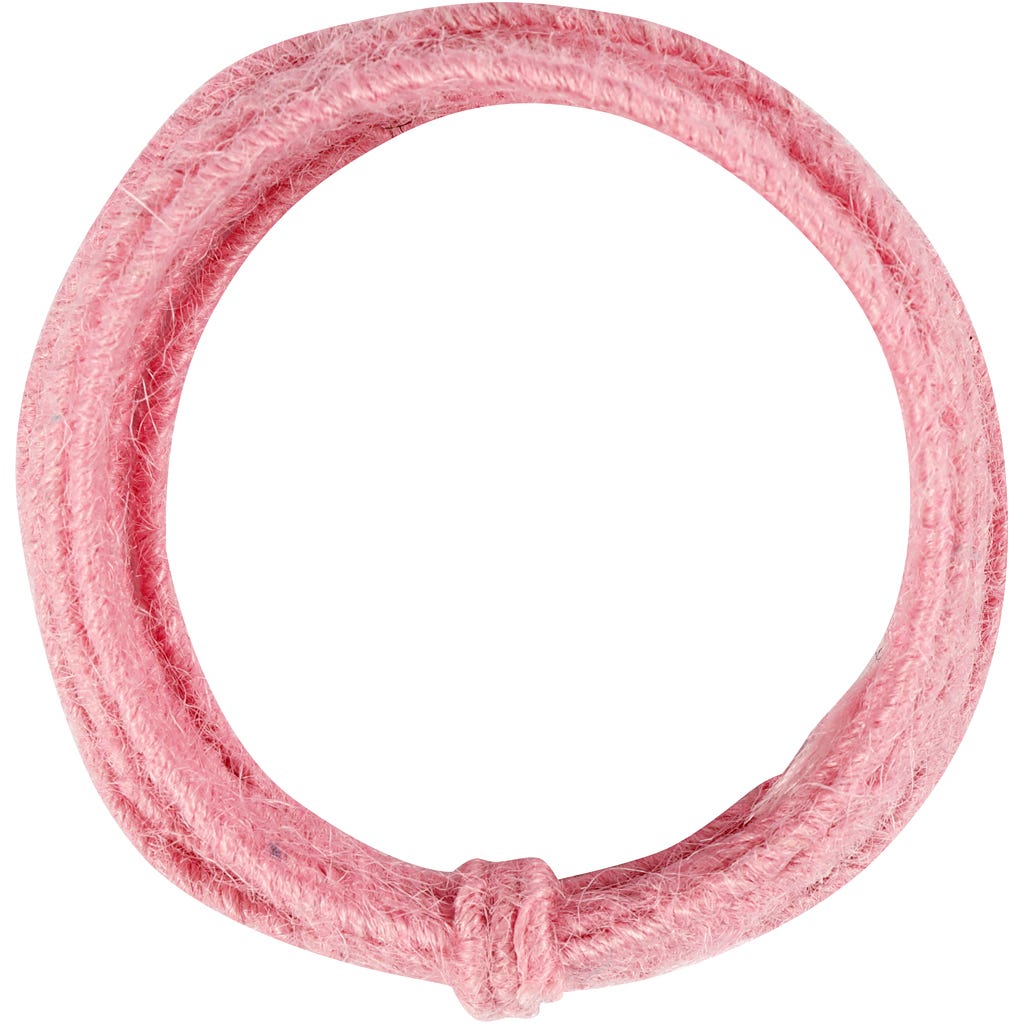 Jute wire, thickness 2-4 mm, pink, 3 m